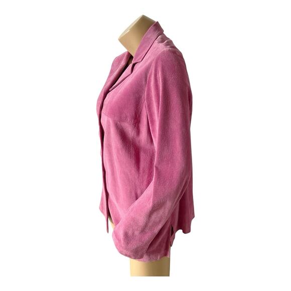LIZ CLAIBORNE Collection Womens Size XL Pink Suede Vintage Button Up Jacket Coat - Picture 2 of 6